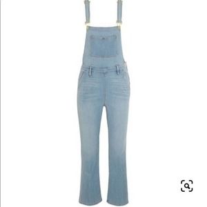 FRAME Denim Antibes Light Wash Overalls Sz Large Crop Leg Gold Details RARE